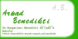 arpad benedikti business card